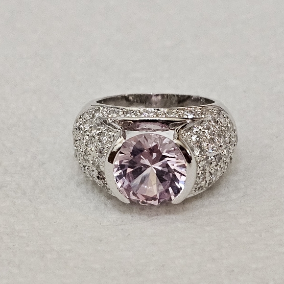 Victoria Wieck Pink Sapphire & Diamond Simulant Sterling Silver Ring Sz 6. - Picture 4 of 11